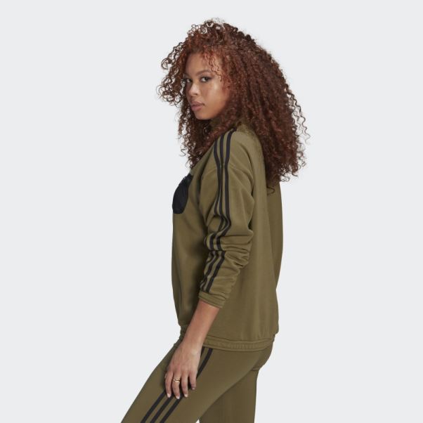 Sweat Adidas Olive à Fermeture éclair