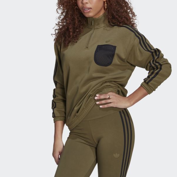 Sweat Adidas Olive à Fermeture éclair