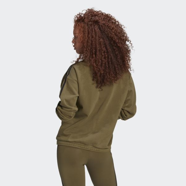 Sweat Adidas Olive à Fermeture éclair