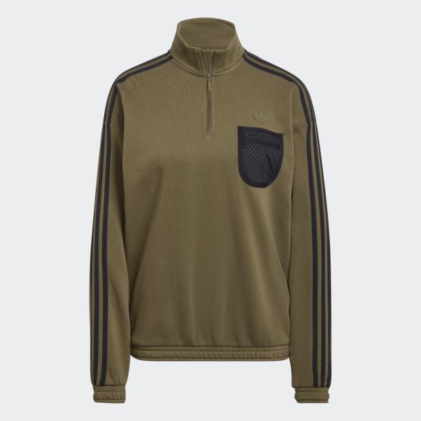 Sweat Adidas Olive à Fermeture éclair