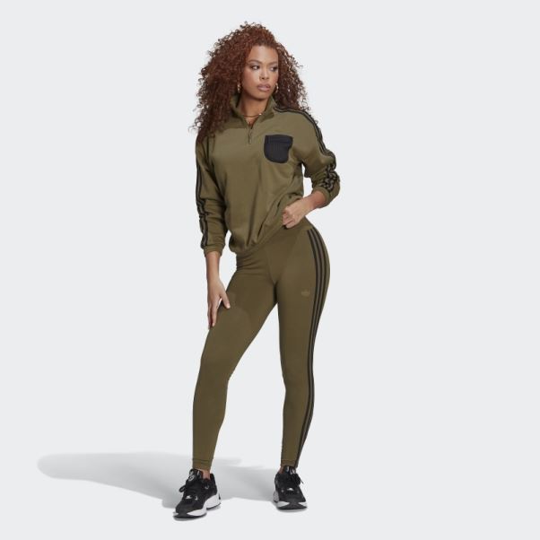 Sweat Adidas Olive à Fermeture éclair