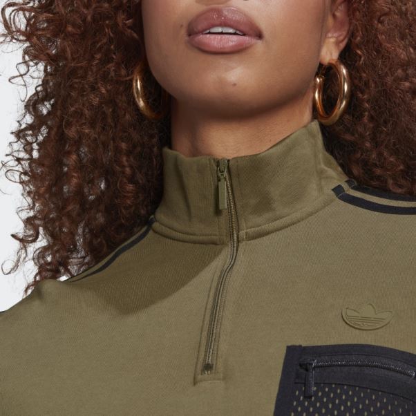 Sweat Adidas Olive à Fermeture éclair