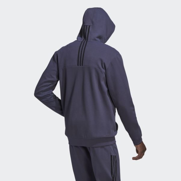 Sweat à Capuche Zippé Bleu Marine Adidas Aeroready Yoga