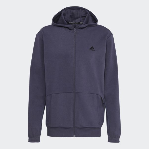 Sweat à Capuche Zippé Bleu Marine Adidas Aeroready Yoga