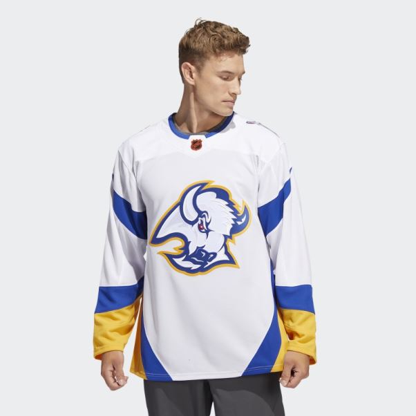 Maillot Adidas Sabres Authentique Reverse Wordmark Blanc