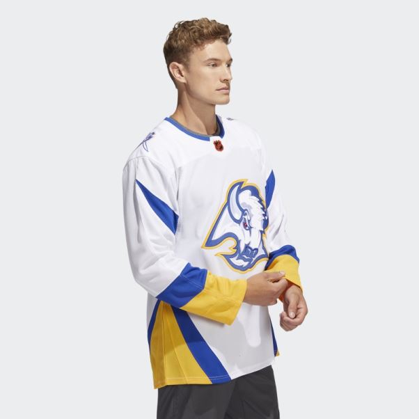 Maillot Adidas Sabres Authentique Reverse Wordmark Blanc