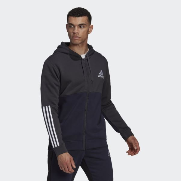 Sweat à Capuche Zippé En Polaire Adidas Essentials Colorblock Carbone