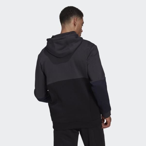 Sweat à Capuche Zippé En Polaire Adidas Essentials Colorblock Carbone