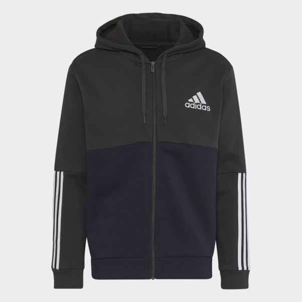Sweat à Capuche Zippé En Polaire Adidas Essentials Colorblock Carbone
