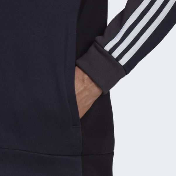 Sweat à Capuche Zippé En Polaire Adidas Essentials Colorblock Carbone