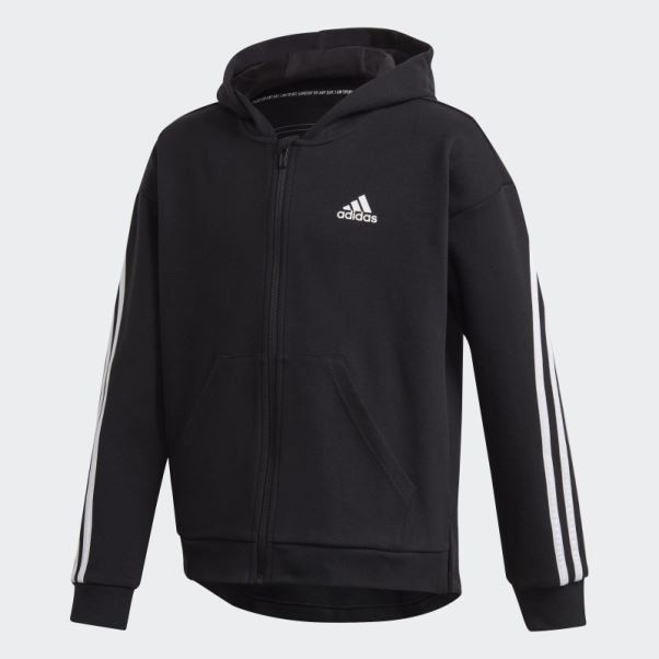 Sweat à Capuche Zippé Adidas Noir à 3 Bandes