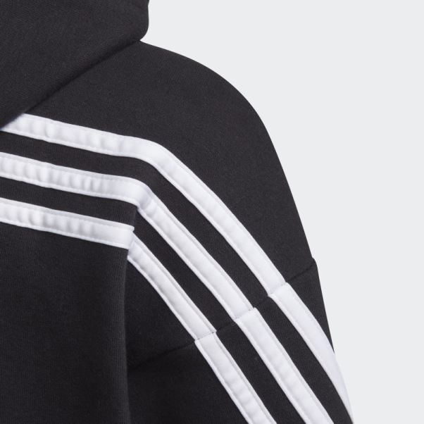 Sweat à Capuche Zippé Adidas Noir à 3 Bandes