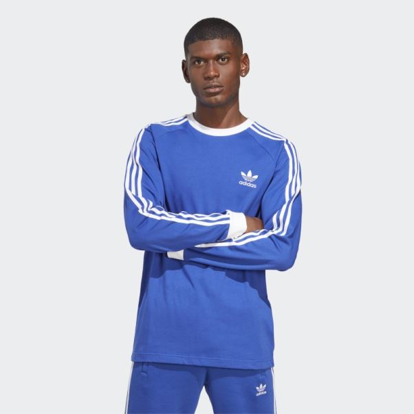 T-shirt à Manches Longues Adidas Adicolor Classics 3 Bandes Bleu