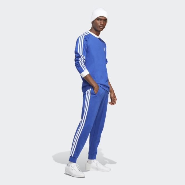 Haut à Manches Longues Adidas Adicolor Classics Bleu à 3 Bandes