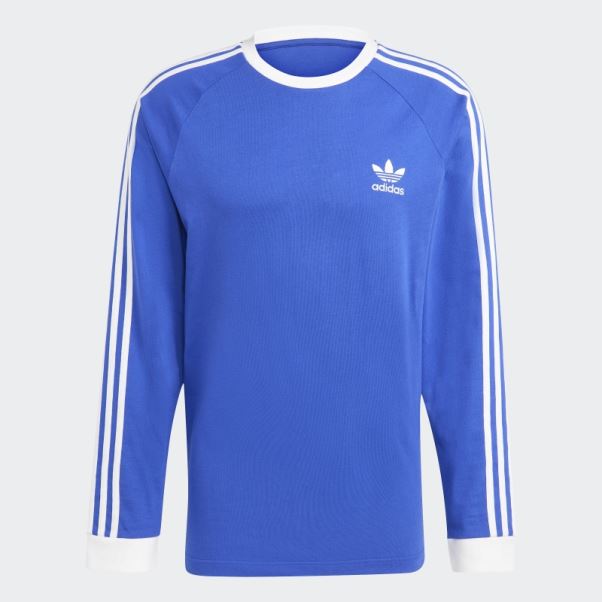 Haut à Manches Longues Adidas Adicolor Classics Bleu à 3 Bandes