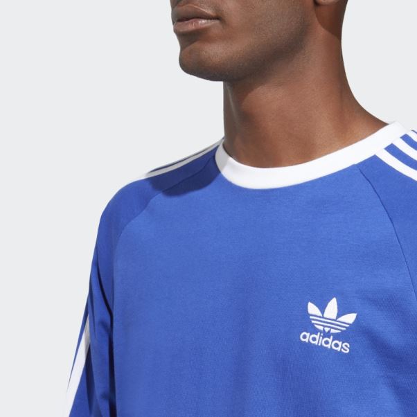 Haut à Manches Longues Adidas Adicolor Classics Bleu à 3 Bandes