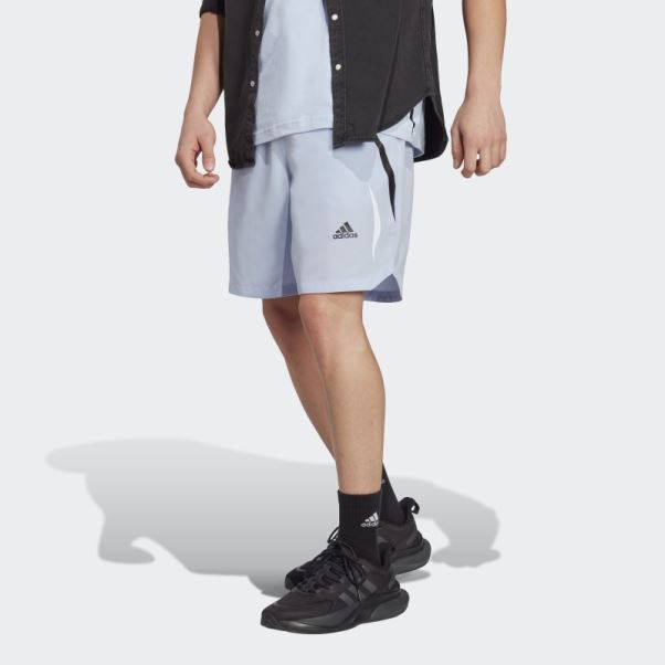 Adidas Bleu Short Tissé Color Block Aube