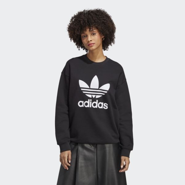Sweat Adidas Noir Trefoil Crew