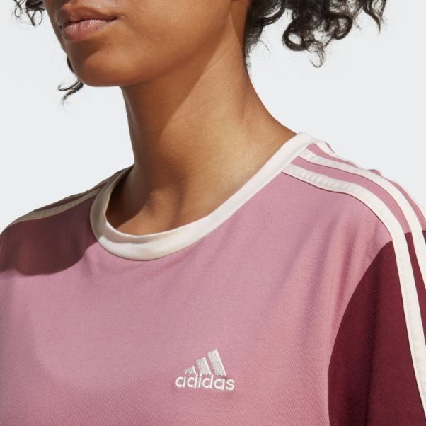 Robe T-shirt Boyfriend En Jersey Simple à 3 Bandes Essentials Adidas Rose