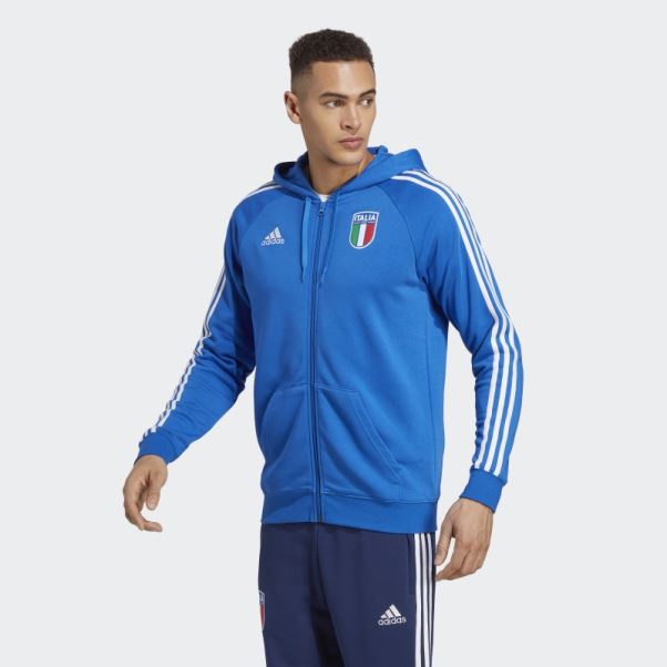 Sweat à Capuche Zippé Bleu Adidas Italy