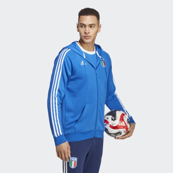 Sweat à Capuche Zippé Bleu Adidas Italy