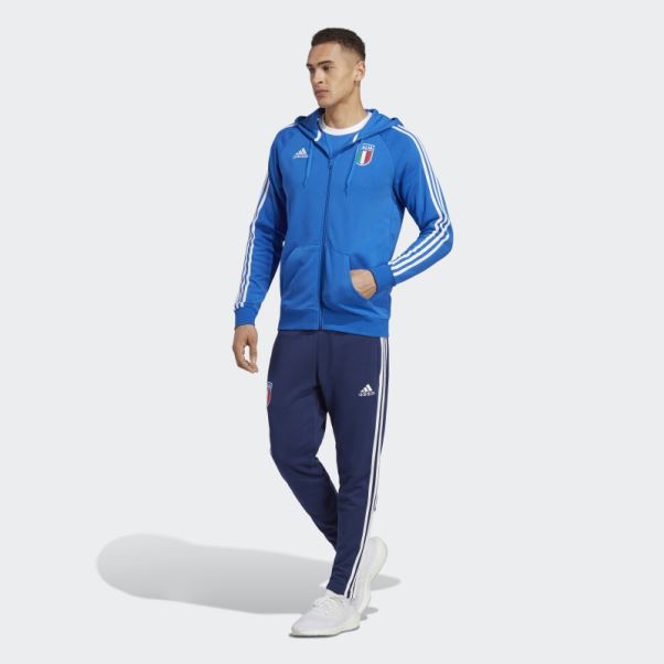 Sweat à Capuche Zippé Bleu Adidas Italy