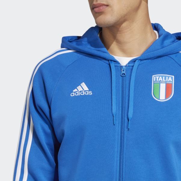 Sweat à Capuche Zippé Bleu Adidas Italy