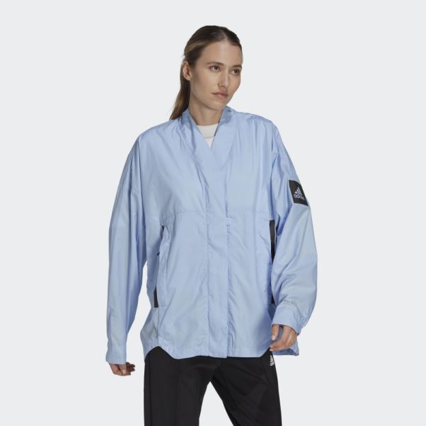 Bleu Aube Adidas Myshelter Windweave Cardigan
