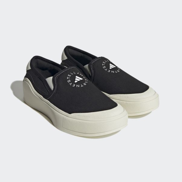 Adidas By Stella Mccartney Court Slip-on Chaussures Noir Chaud