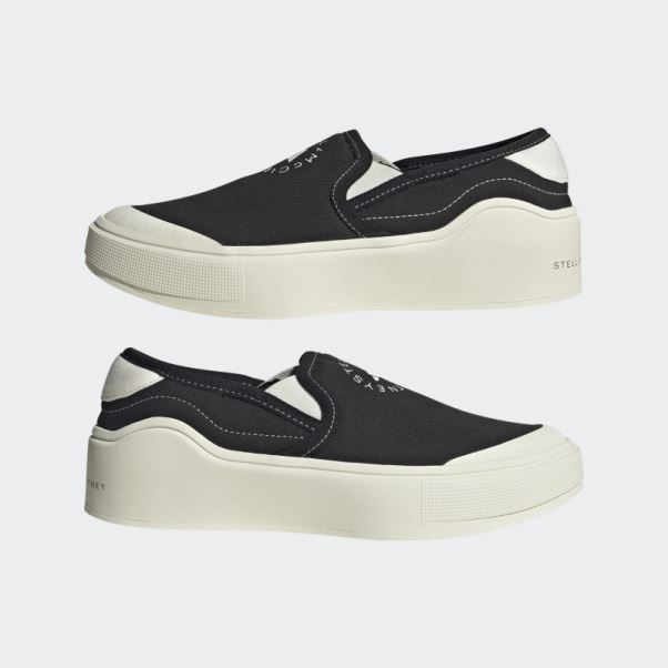 Adidas By Stella Mccartney Court Slip-on Chaussures Noir Chaud