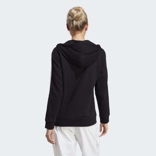 Adidas Essentials 3-stripes French Terry Sweat à Capuche Full-zip Noir