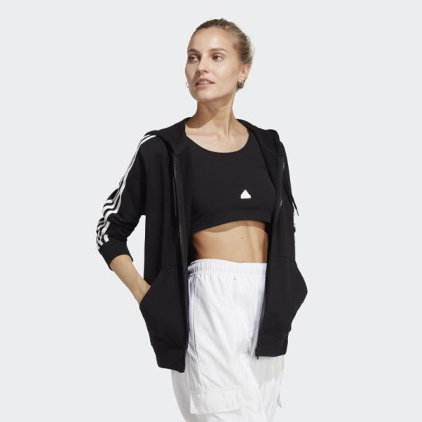 Adidas Essentials 3-stripes French Terry Sweat à Capuche Full-zip Noir