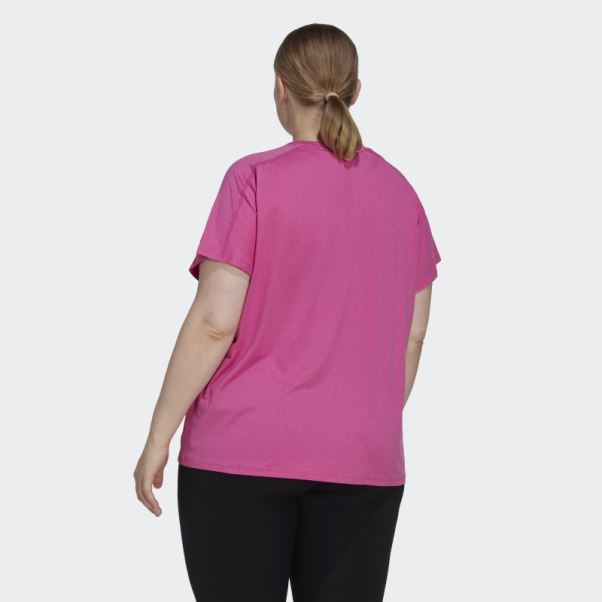 Aeroready Train Essentials T-shirt à Col En V à Logo Minimal (taille Plus) Fuchsia Adidas