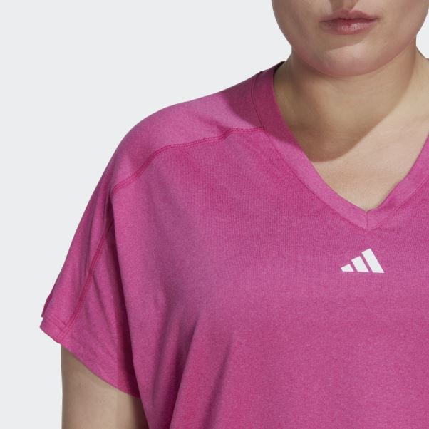 Aeroready Train Essentials T-shirt à Col En V à Logo Minimal (taille Plus) Fuchsia Adidas