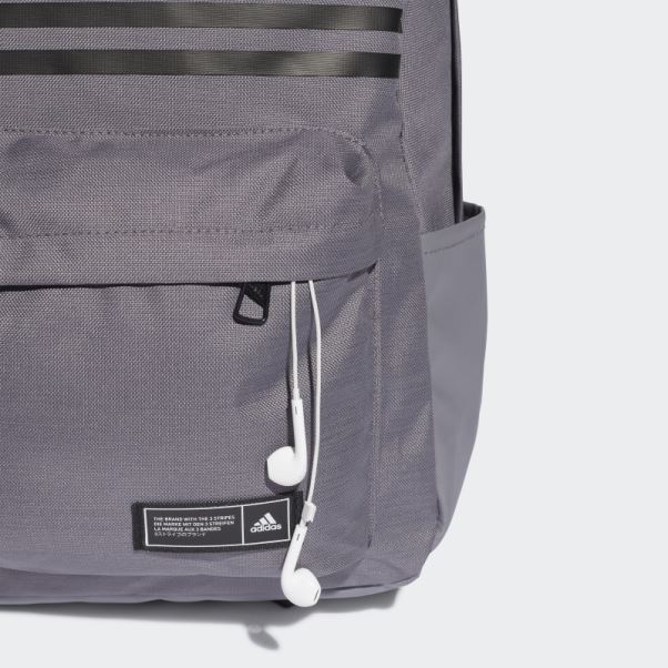 Sac à Dos Horizontal Classique à 3 Bandes Gris Trace Adidas