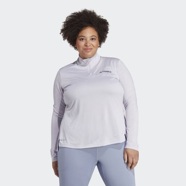 Haut à Manches Longues Demi-zip Terrex Multi (taille Plus) Silver Dawn Adidas