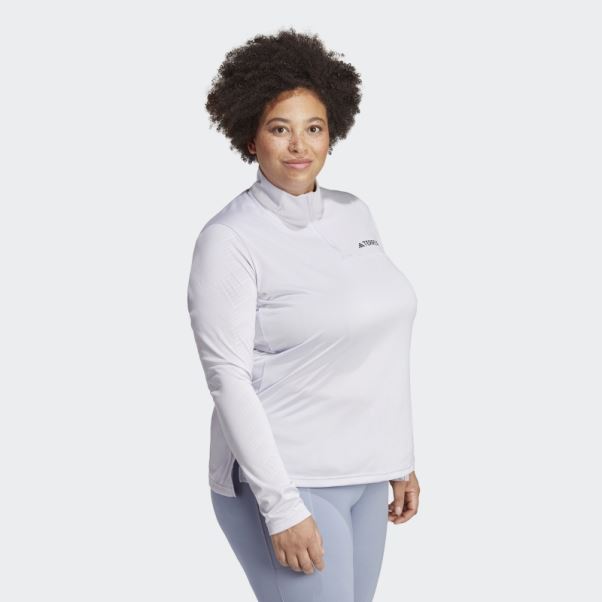 Haut à Manches Longues Demi-zip Terrex Multi (taille Plus) Silver Dawn Adidas