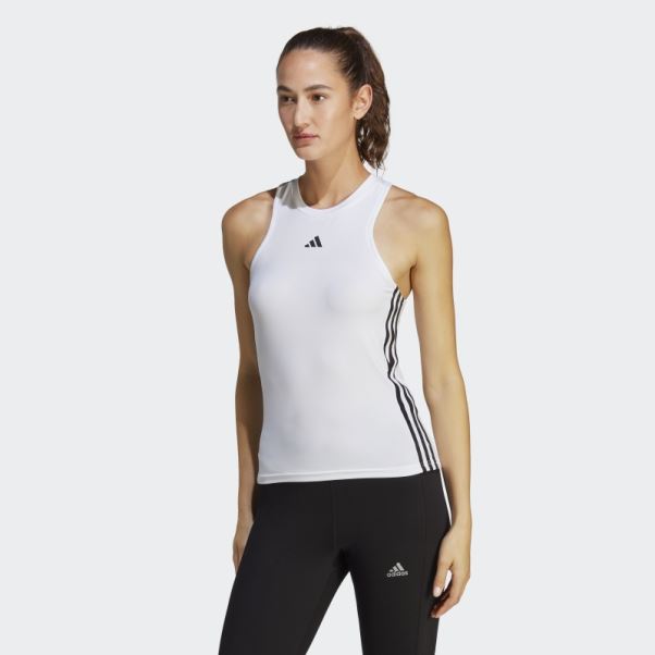 Adidas Aeroready Train Essentials Débardeur 3 Bandes Regular Blanc