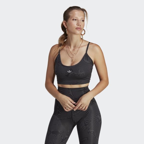 Haut De Soutien-gorge Imprimé Marbre Carbone Adidas