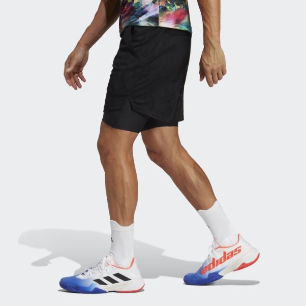 Adidas Noir Melbourne Tennis Deux-en-un Short 7 Pouces