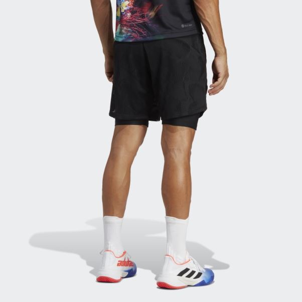 Adidas Noir Melbourne Tennis Deux-en-un Short 7 Pouces