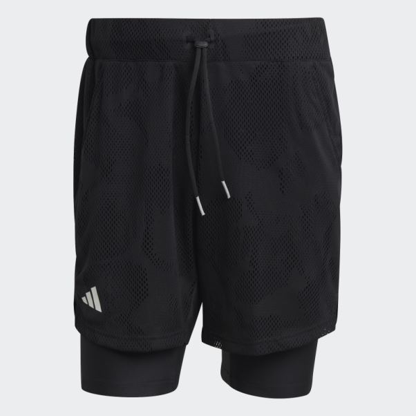 Adidas Noir Melbourne Tennis Deux-en-un Short 7 Pouces