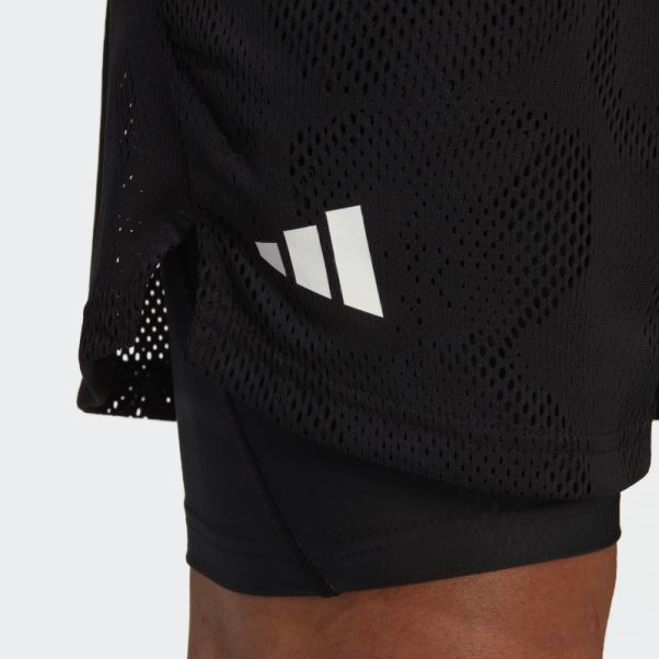 Adidas Noir Melbourne Tennis Deux-en-un Short 7 Pouces