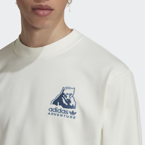 Adidas Aventure Hiver Sweat Ras Du Cou Mode Blanc