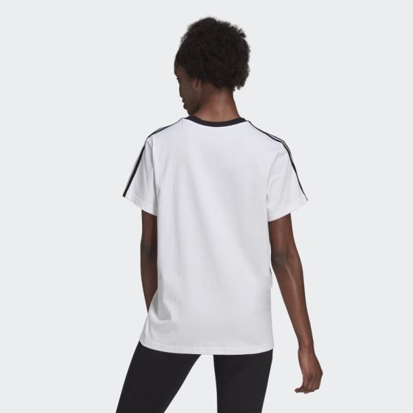 T-shirt Essentials 3 Bandes Blanc Adidas