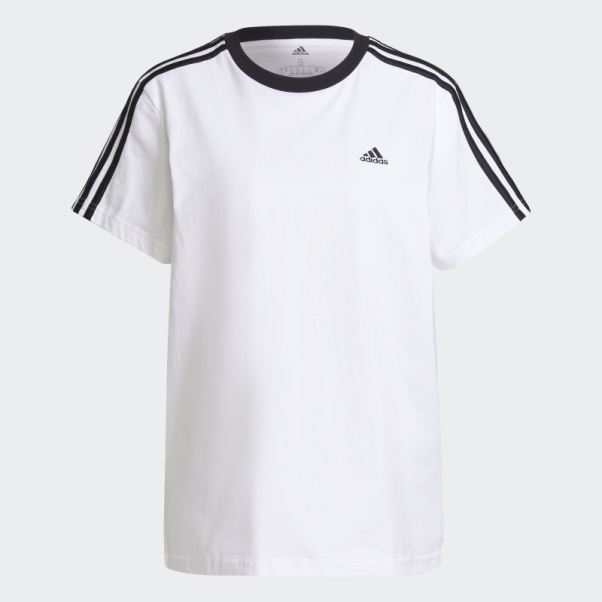 T-shirt Essentials 3 Bandes Blanc Adidas