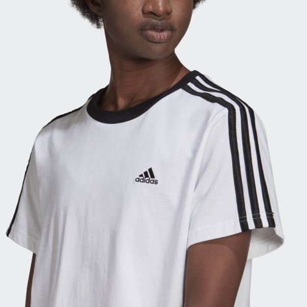 T-shirt Essentials 3 Bandes Blanc Adidas