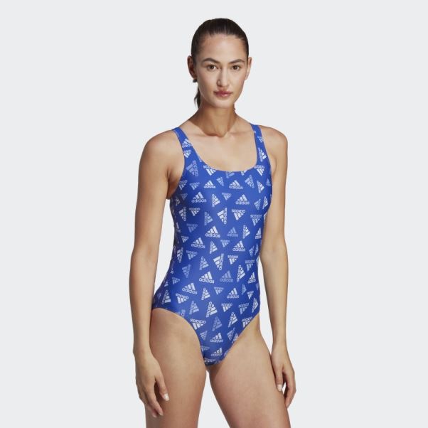 Adidas Allover Print Sportswear Maillot De Bain Bleu Chaud