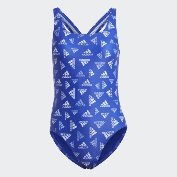 Adidas Allover Print Sportswear Maillot De Bain Bleu Chaud
