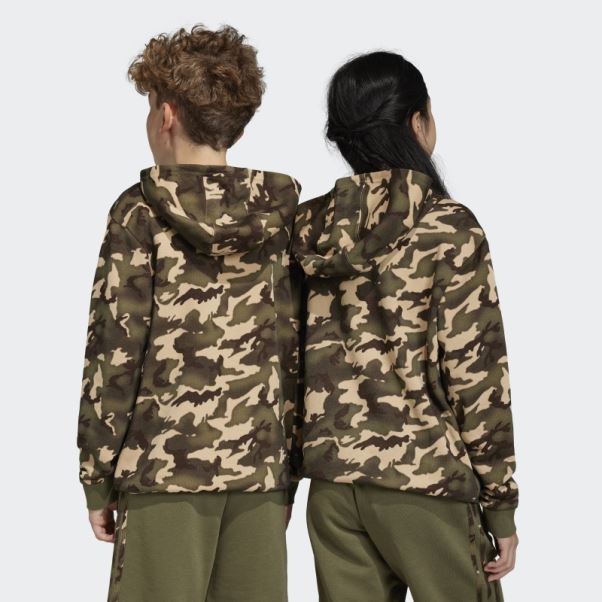 Adidas Sweat à Capuche Camouflage Beige